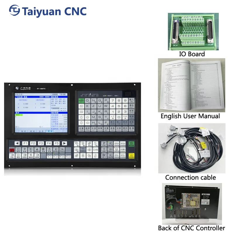 3 Axis  Lathe Cnc Machine Controller  with Editable Ladder Diagram and Plc&Atc Function for Drilling Turning