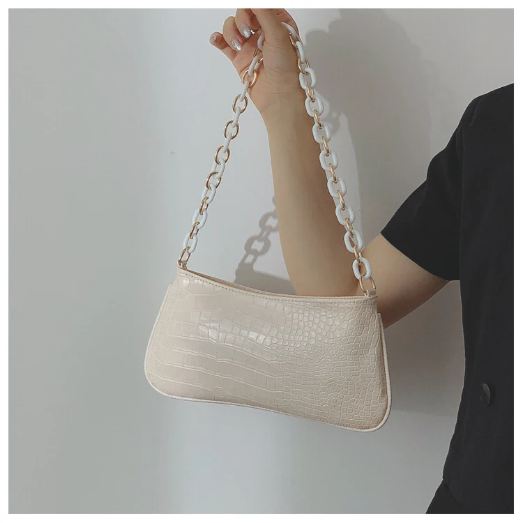 2021 Luxury Crocodile Pattern Crossbody Bags Mini PU Leather Shoulder Bag Women Chain Designer Armpit Bags Female Phone Handbags
