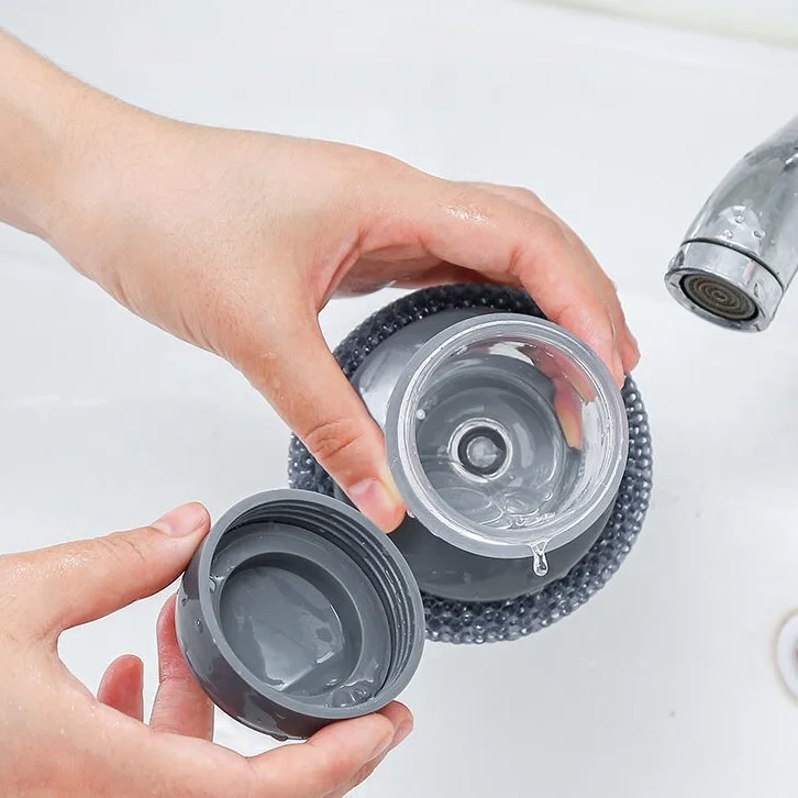 Automatic Liquid Dispenser Pot Dish Washing Brush Cleaner Palm Sponge Dish Cleaning Brush  Kitchen Soap Dispenser Brush