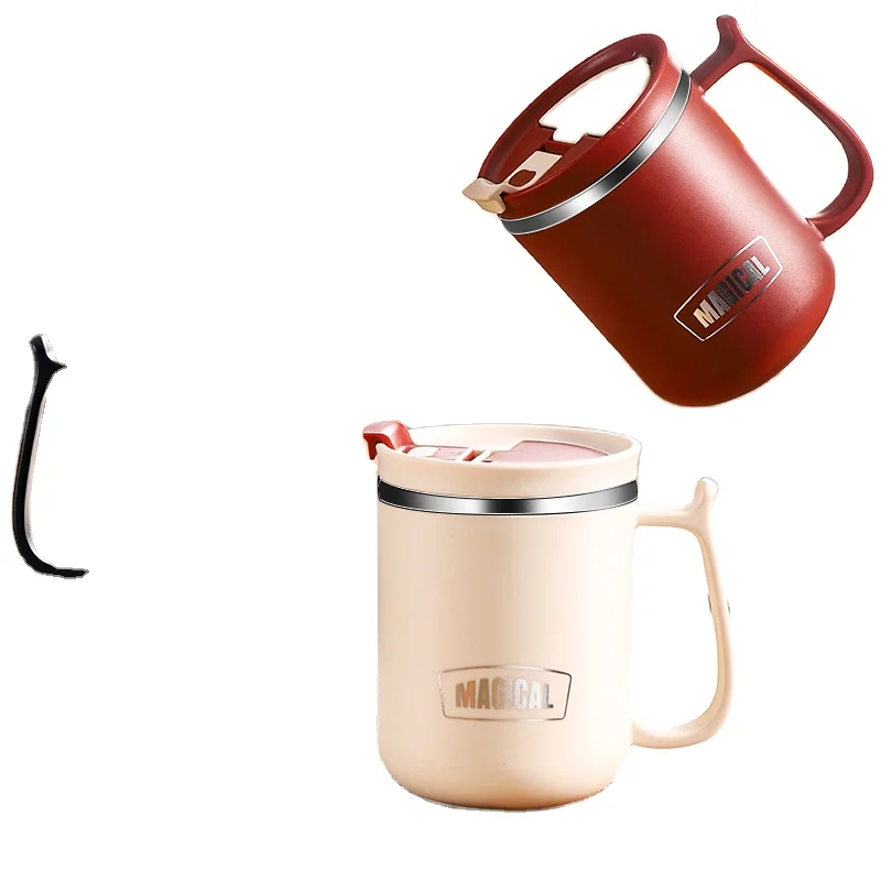 Custom Logo 500ml Stainless Steel Insulated Coffee Mug Double Wall Vacuum Travel Mug Tumbler Cup with Sliding Lid Handle