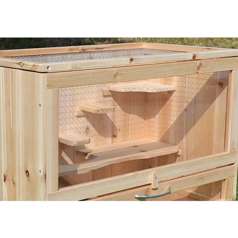 Wood Cage Wooden Villa Hamster House Small Animal Climbing Environmentally Friendly Solid Custom Logo Carton Packing Print Sweet