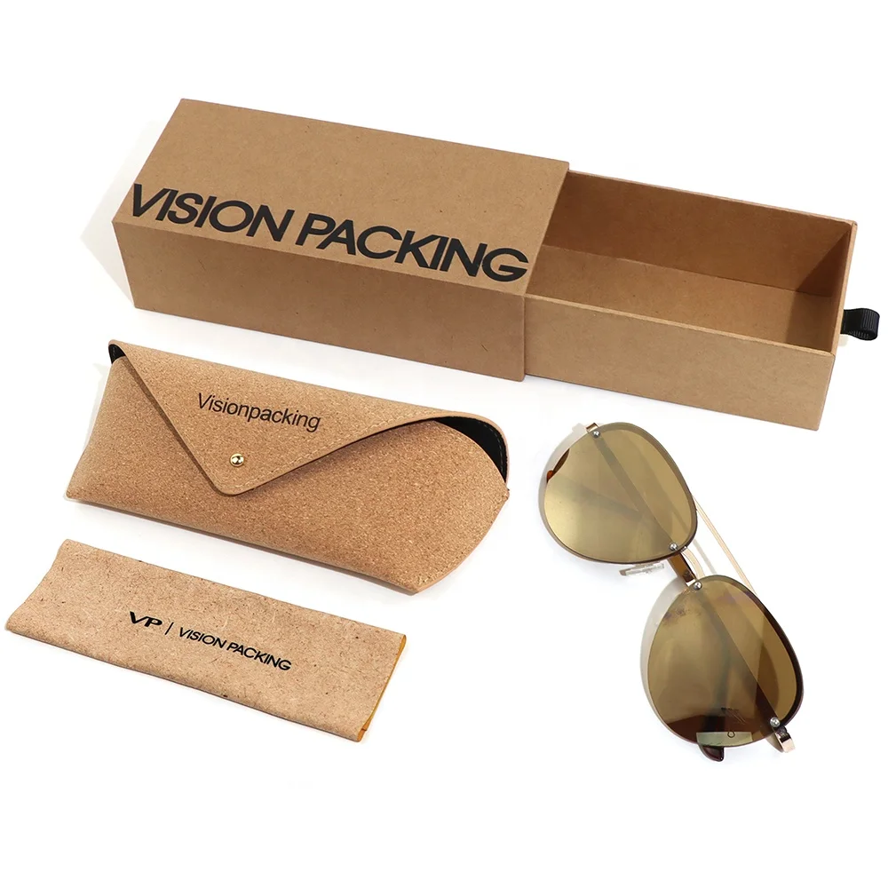 Private Brand High Quality Cork Leather Eyeglasses Packaging Kraft Paper Gift Glasses Box Sunglasses Case Custom Logo