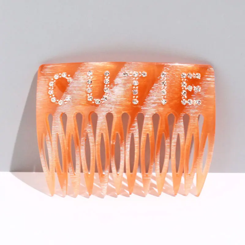acetate french twist comb ornamental side hair comb accessories crystal rhinestone hair pin comb clip barrette slide hairpin