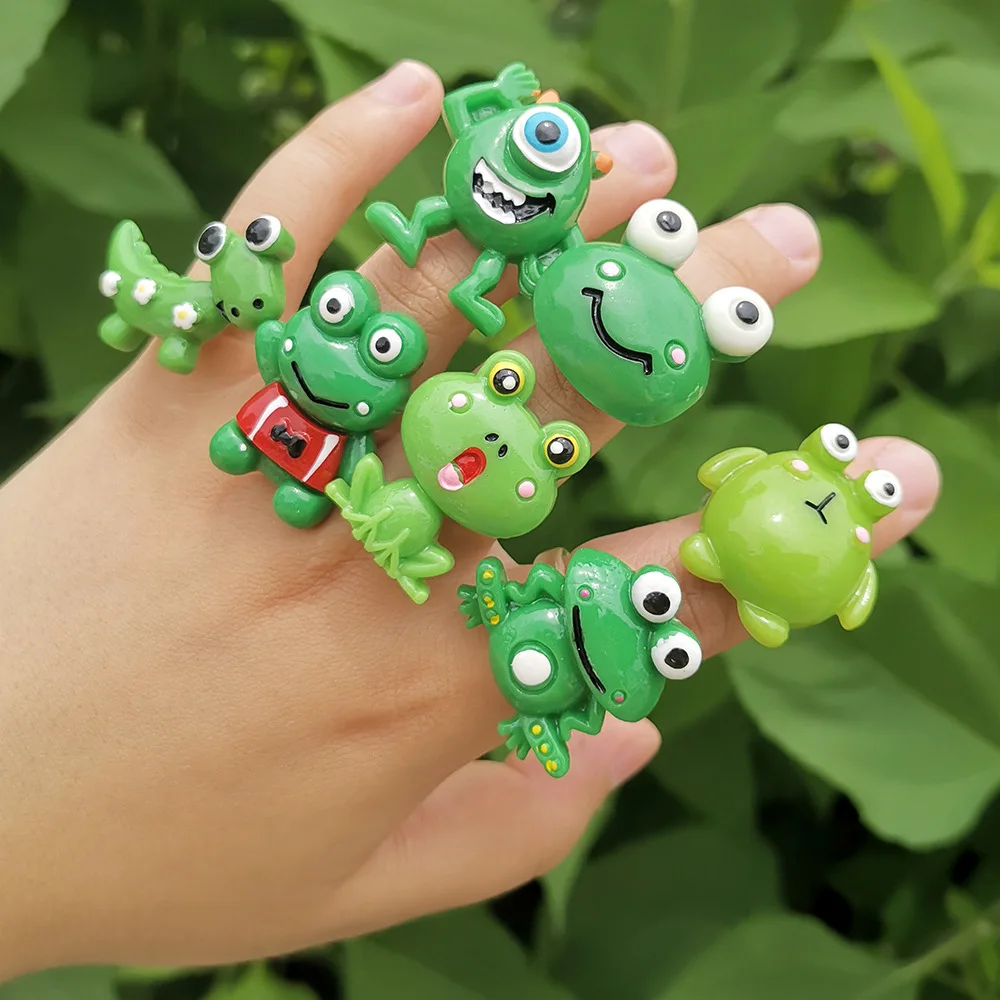 CLARMER European and American New Personality Simple Cartoon Resin Frog Ring Geometric Cute Acrylic Ring For Woman And Girls