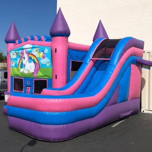 commercial unicorn theme inflatable bouncy water slide combo  bounce house inflatable jumping castle combo for party business