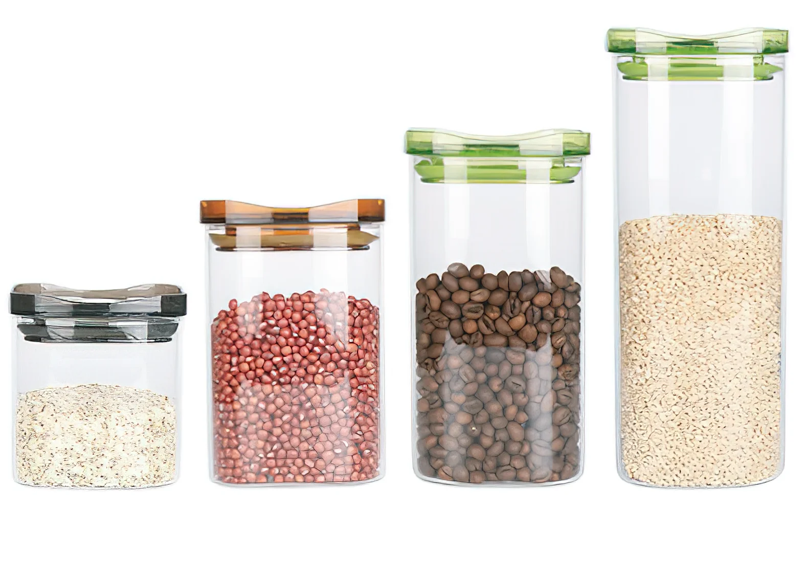 800 ML Big Size Square Shape Airtight Storage Several Color Plastic Lid + Silicone Ring Glass Container Jar