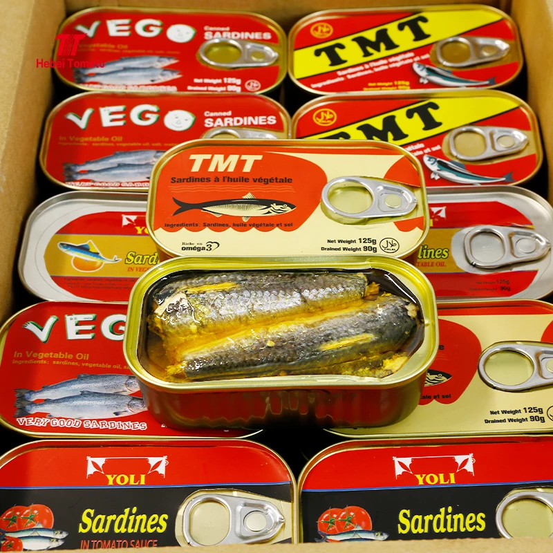 Hot Selling Wholesale Canned Fish Canned Sardines in Vegetable Oil 125g 155g 425g