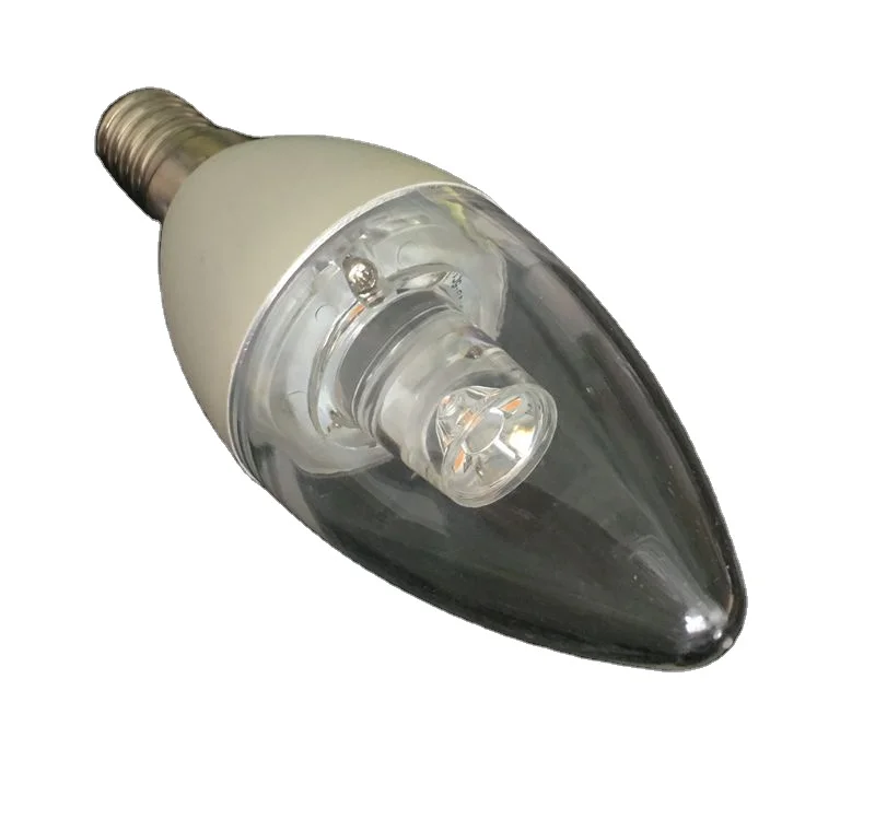 C37 transparent LED light guide bulb  5W dimmable or non-dimmable candle light