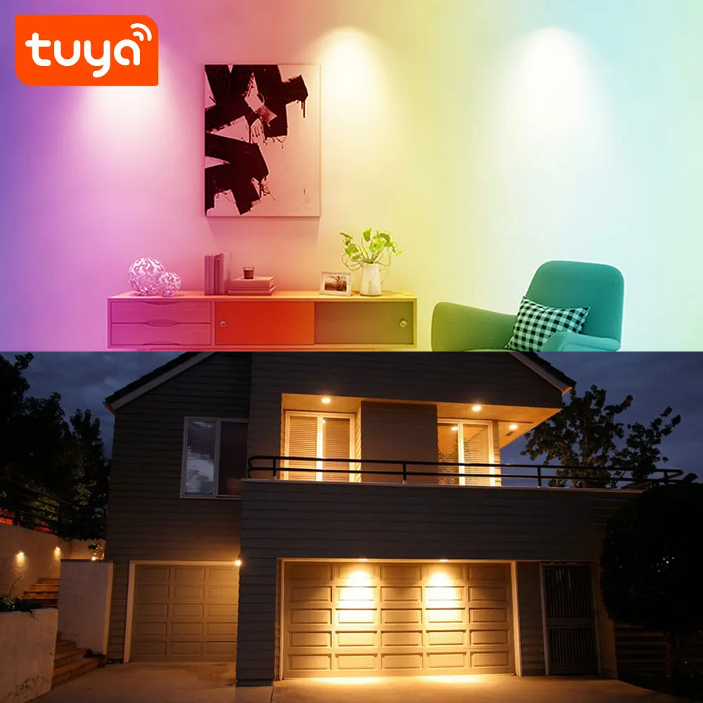 Умный потолочный светодиодный светильник 7 Вт RGB + W Wifi Tuya работает с Alexa/Google