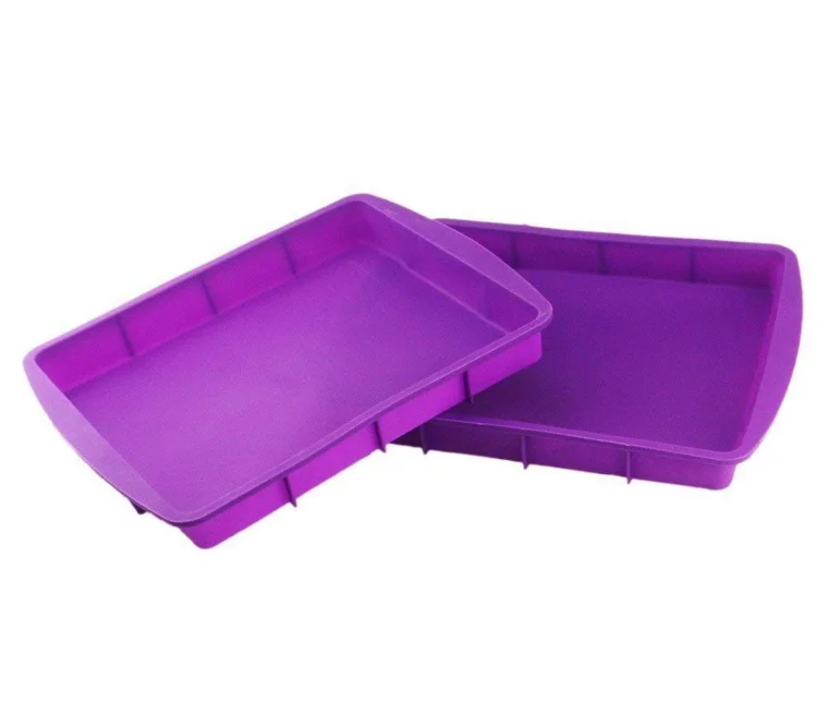 Orgrimmar Baking Silicone Rectangular Cake Pans Bakeware Bread Baking Mold NonStick Easy Demoulding Purple 2Packs (Pack of 2)