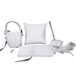Wedding Decoration sets/Bowknot heart Drill flower basket+ring pillow+guest book+pen set+garter
