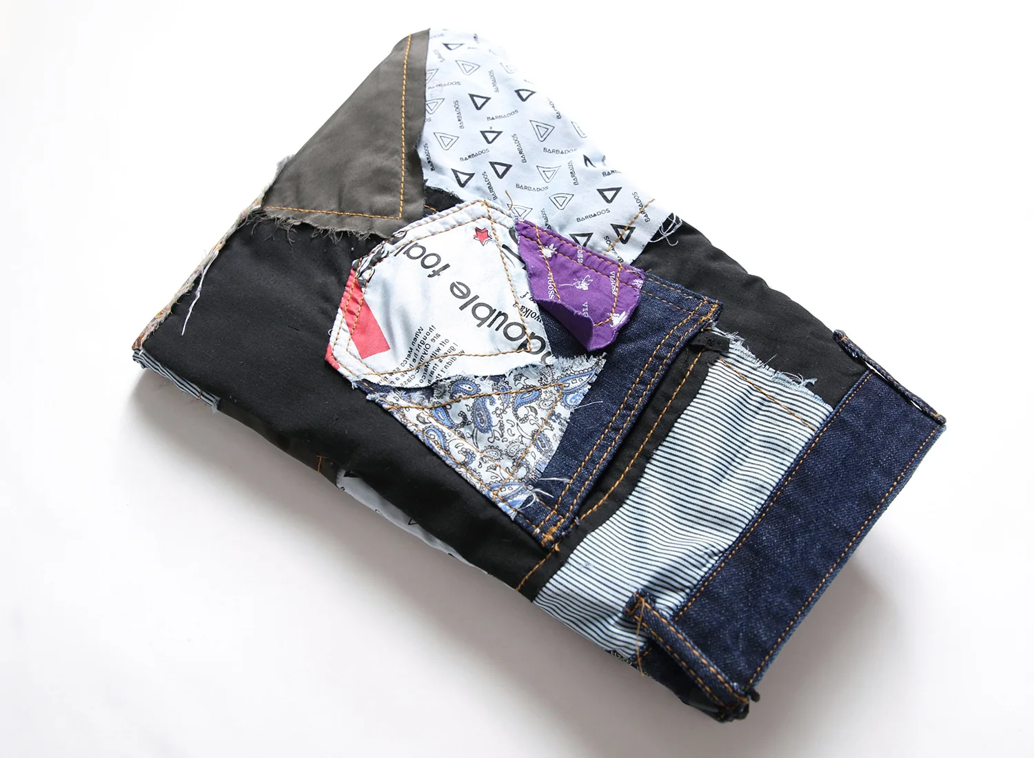 Designers Latest Stylish Colored Patches Denin Dark Blue Base Straight Leg Patchwork Skinny Seluar Men Fashion Jeans