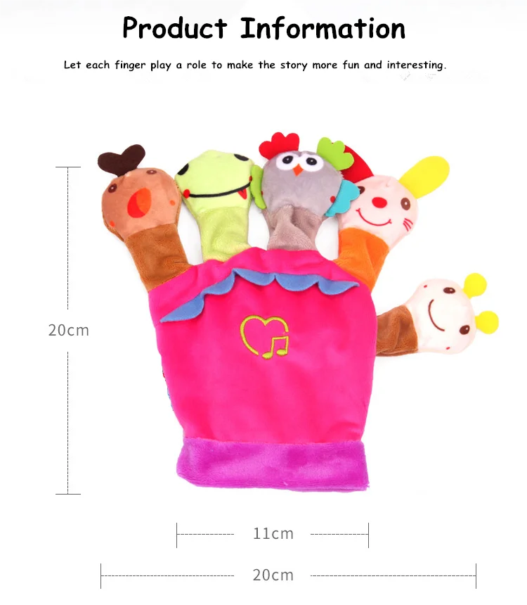 Story Telling animal Plush Finger Puppet toy Creative toy Cute Animal Hand puppet Custom Early education plush toy for kids