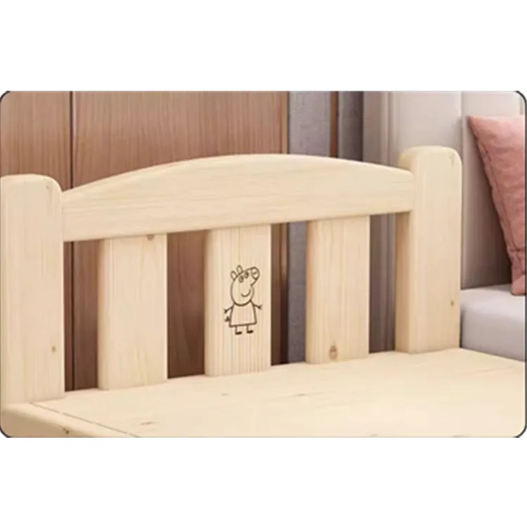 Luxury Solid Wood Baby Room Furniture Wooden Baby Beds 2 in 1 Solid Pine Wood Baby Bed with Detachable Guardrails