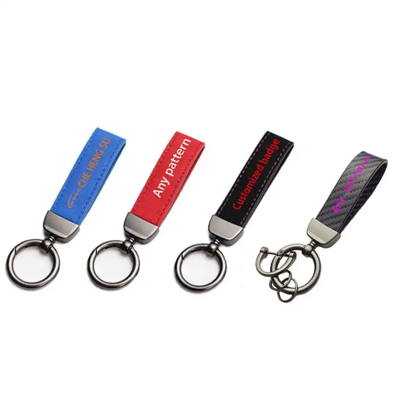 OEM flag keychains Personalized laser engraving logo sublimation blank leather key chain holder ring custom luxury Pendant Metal