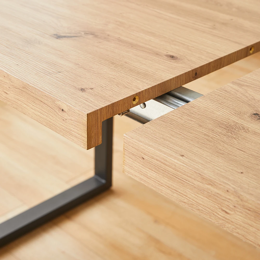 Thickened metal legs coffee table rectangle extendable wood dining table