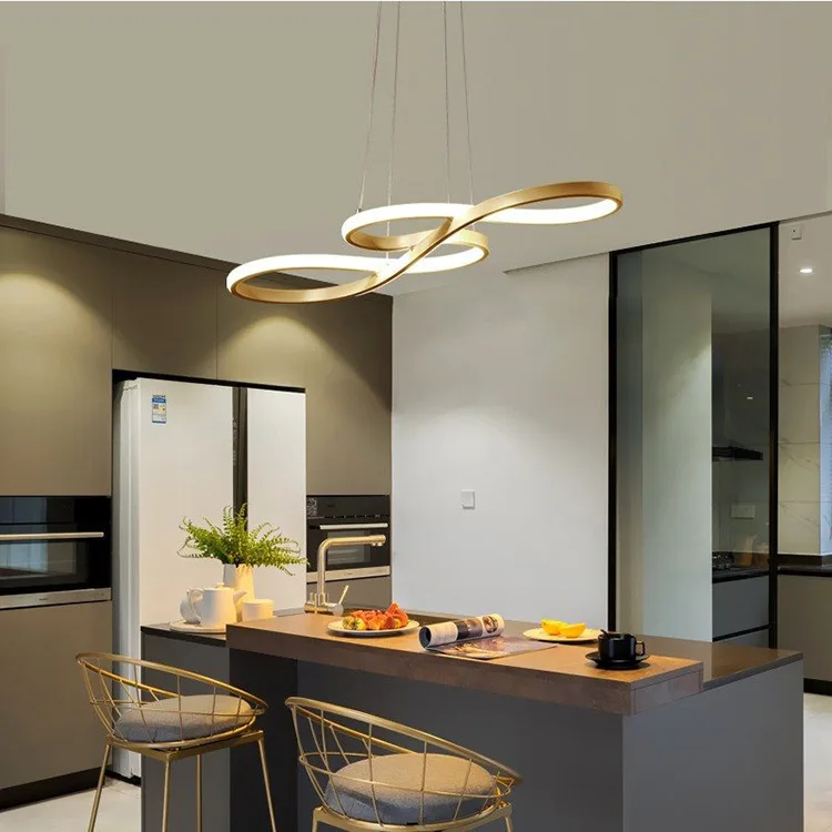Golden Musical Note Shape Promise Dimming LED Chandelier Lighting for Hotel Cafe Restaurant