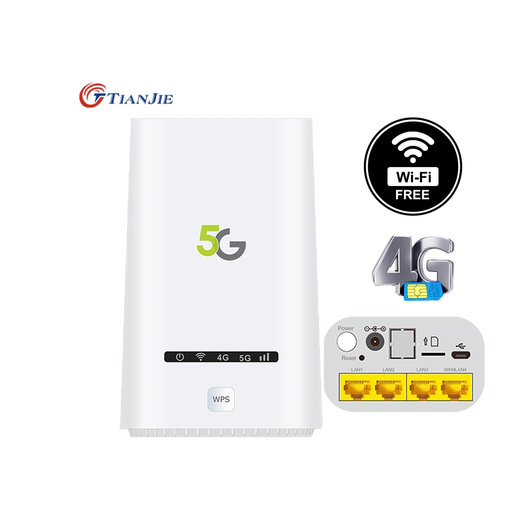 TIANJIE 5G Wifi Router With Multi Sim Card Slot With 4 Lan Ports 5G Router With Sim Card Slot Home 5G Cpe Router