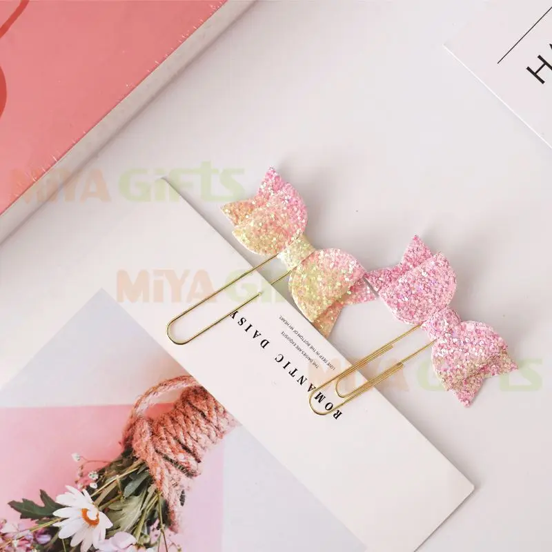 custom size diary notebook flora fabric large pom U clip page marker flower bookmark flower ribbon bow