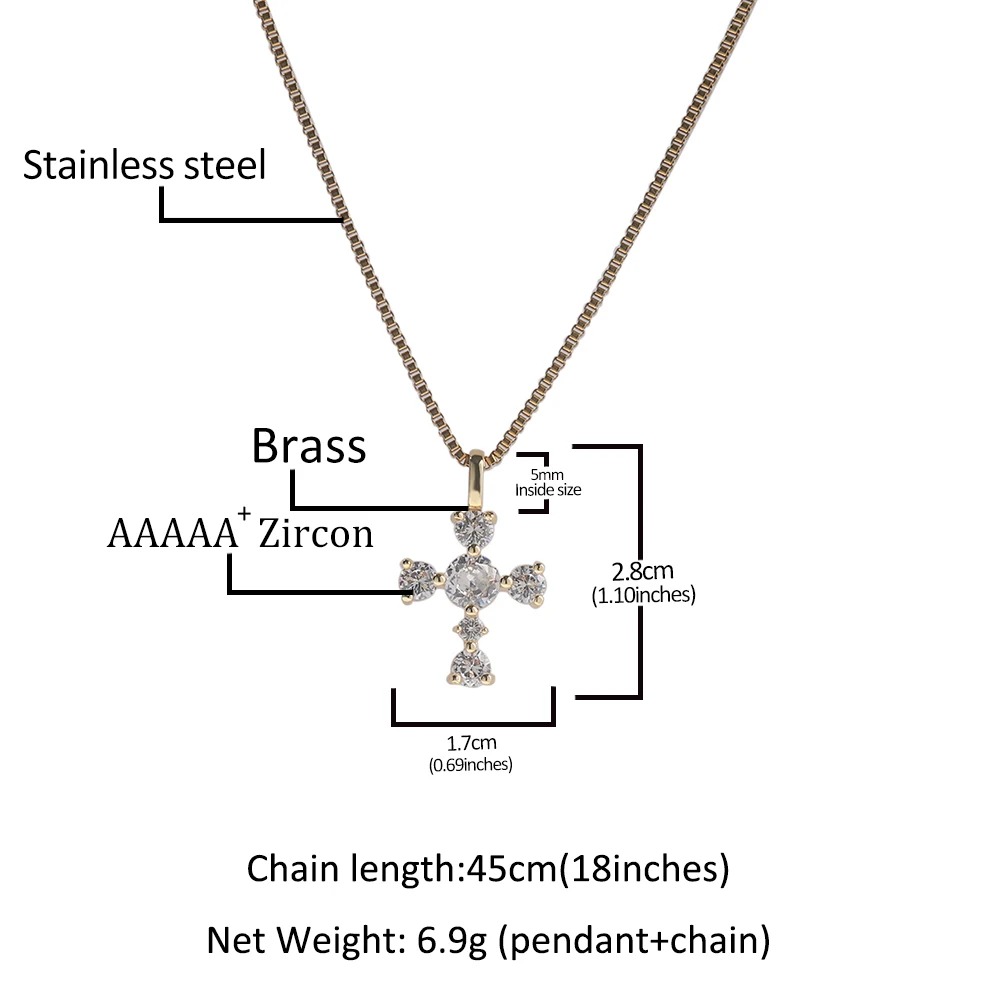 s925 Silver Cross Pendent Necklace Sterling Silver 925 Jewelry Fine Jewelry Cross Round Diamond Hip Hop Jewelry