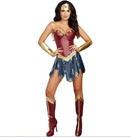 ecowalson  Movie Wonder Cosplay Uniform Skirt Halloween Party Justice Wonder Fantasia Fancy Dress Superhero Superwomen Costume