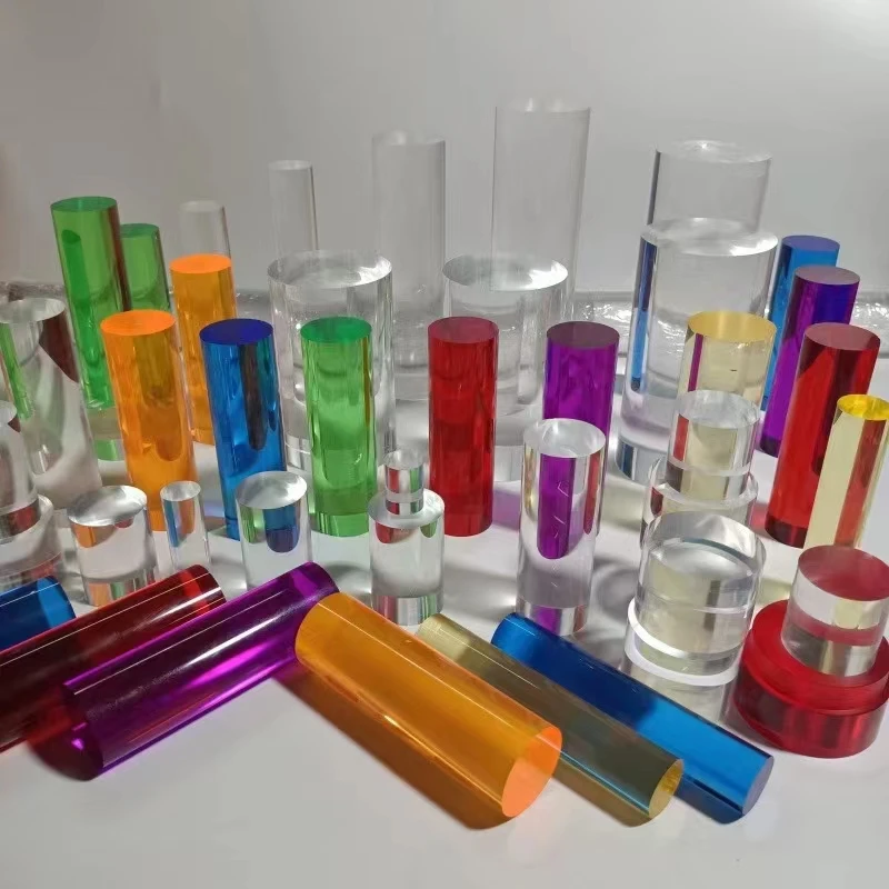 Wholesale CNC machining large diameter acrylic rods and tubes clear and colorful acrylic round rods pipe customize length