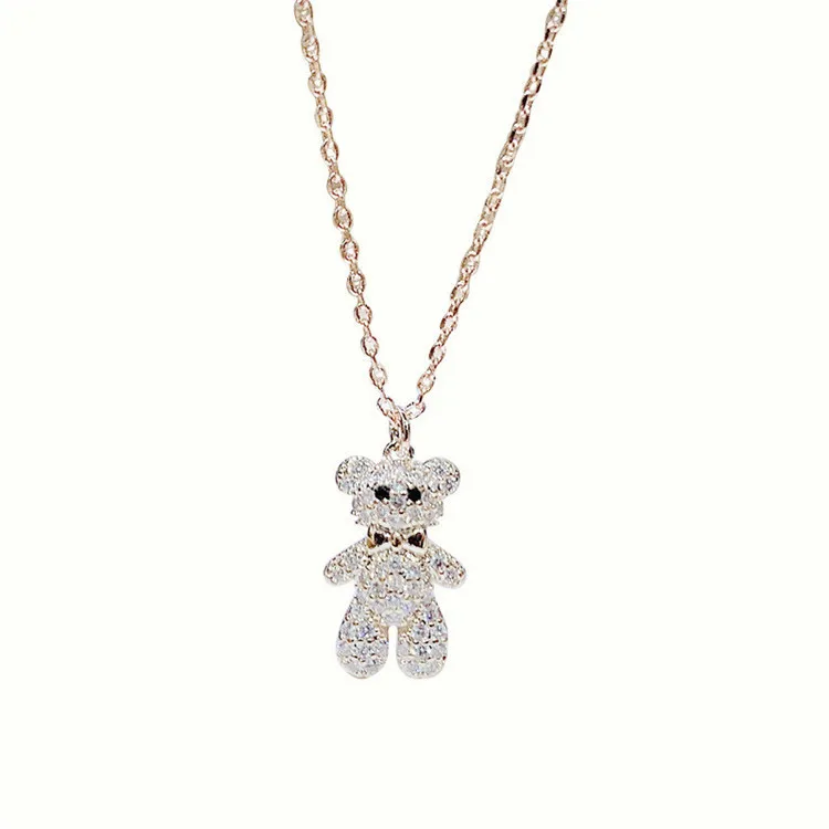 Bone Chain Teddy Bear Necklace Female Fashion Accessories Simple And Cute Jewelry Necklace