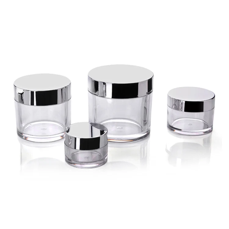 Topfeel Best Sell Thick Wall PETG Plastic Jar With Glossy Silver Lids