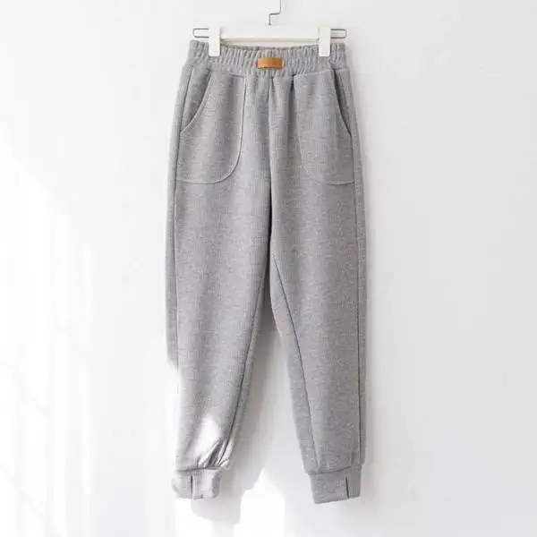 Fall winter new thick plus velvet slimming Joker loose waist toe anti-pilling sports pants