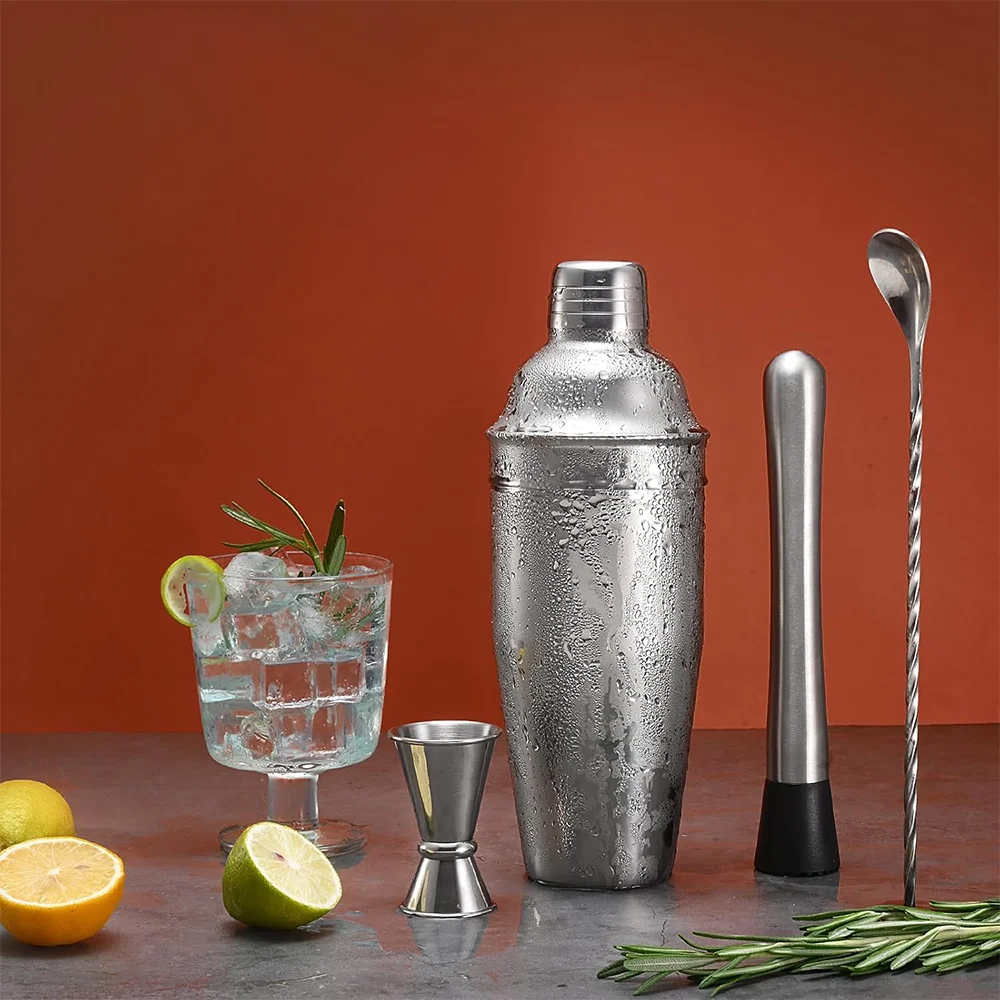 2025 Cocktail Shaker Set Bar Bartending 24oz Martini Shaker With Strainer Muddler Measuring Jigger Mixing Spoon Margarita Tools