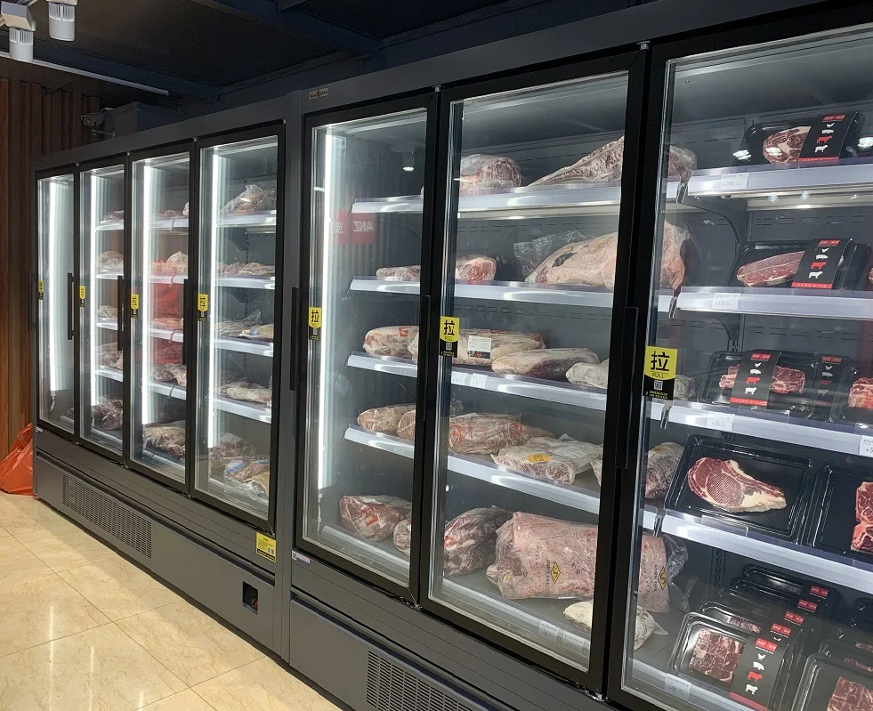 New Design Vertical Glass Door Display Beverage Cooler Fridge Supermarket Multideck Glass Door Freezer