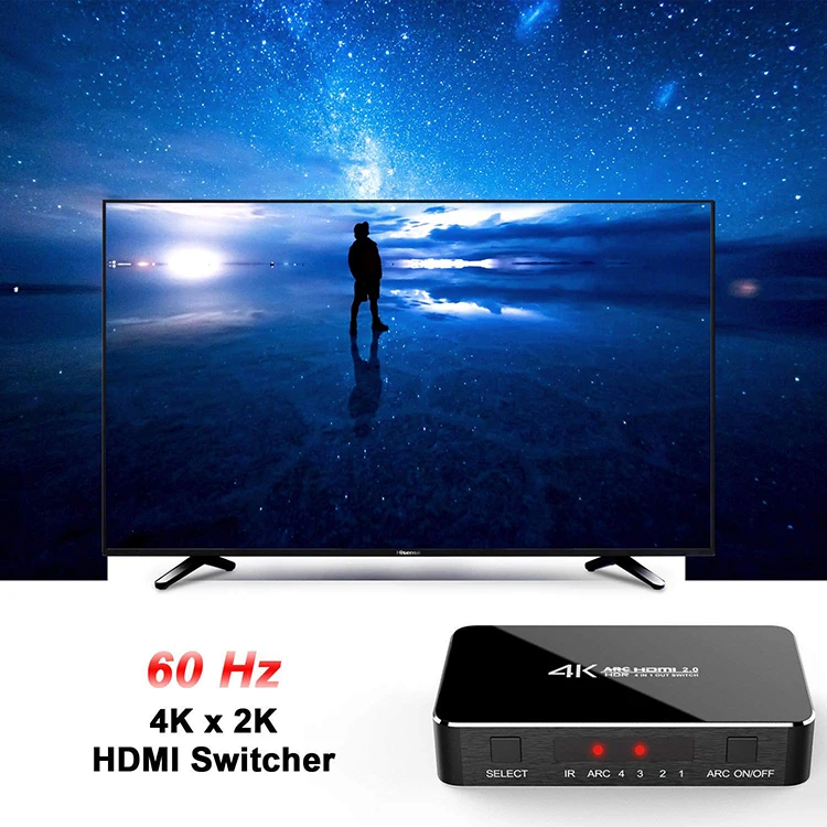 HDMI переключатель, 4K @ 60HzHDMI переключатель с оптическим TOSLINK SPDIF, 3,5 мм аудио поддержка функции ARC, 3D, 1080P @ 120 Гц, 4K @ 60 Гц HDTV