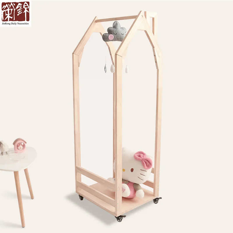 Деревянная вешалка для пальто детей подвесная дымохода из массива дерева подвижные вешалки