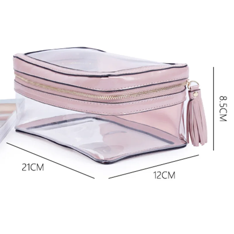 Custom Logo Carry on transparent travel toiletry Bag PVC cosmetic Bag with zipper