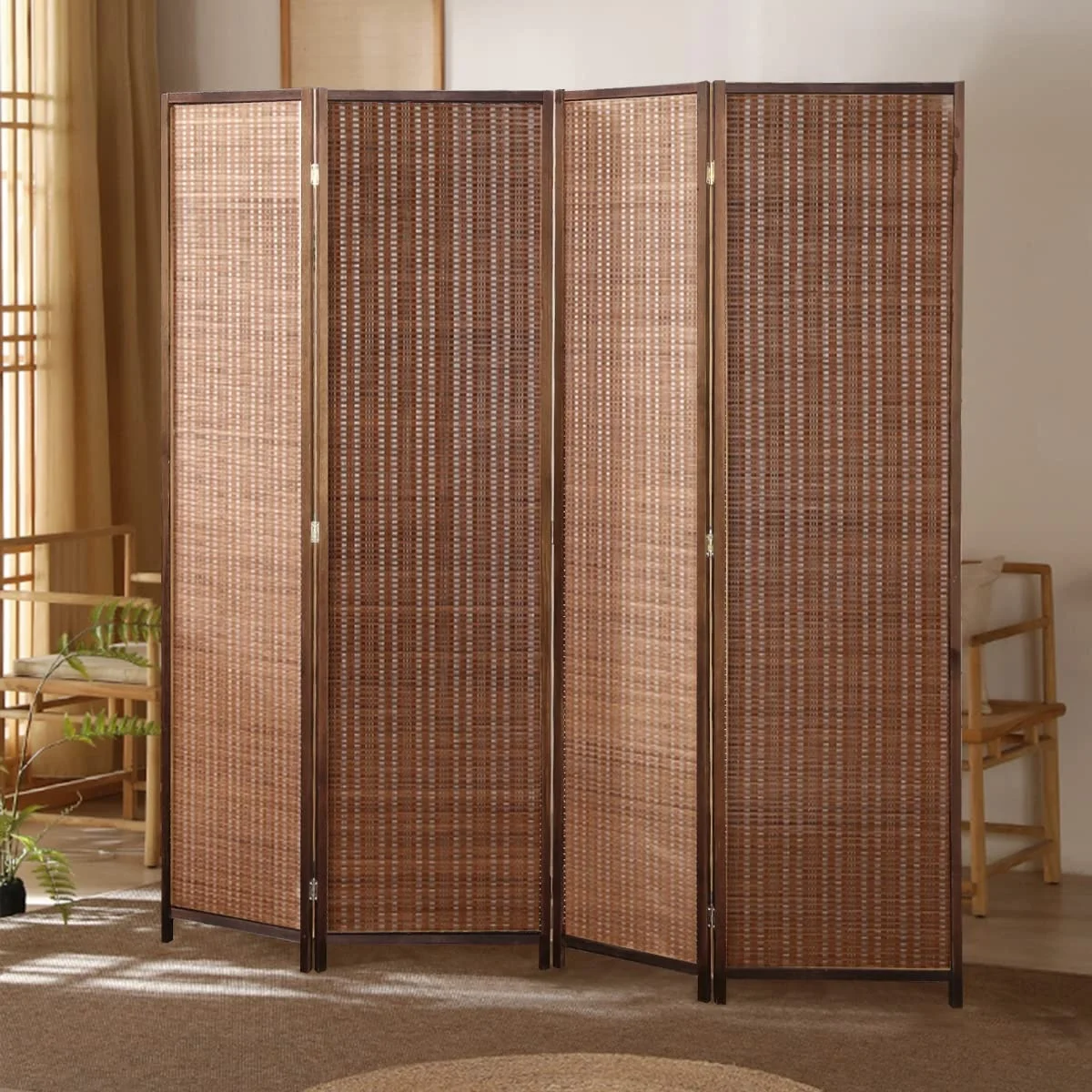 Folding Screen Room Divider for Room Separation Bamboo Room Screen Divider partition freestanding