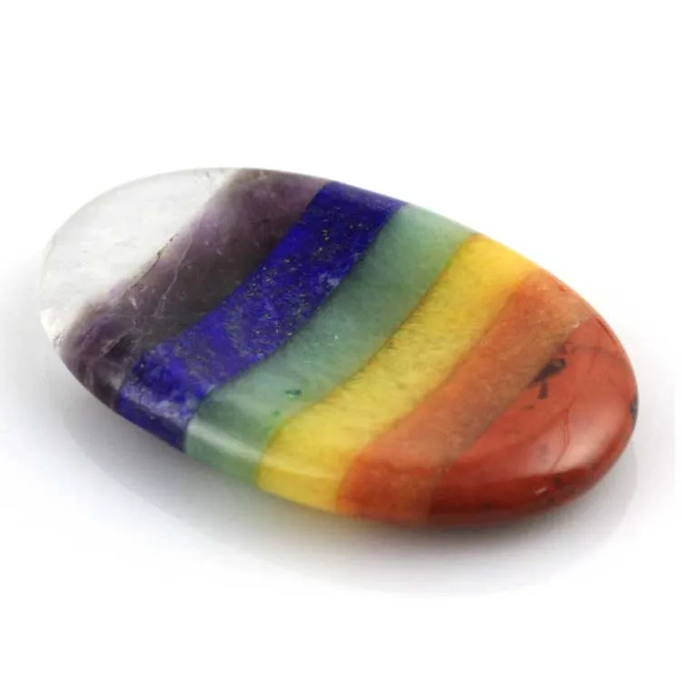ML Natural 7 Chakra Reiki Crystal Quartz Gemstone Palm Stone Healing Crystal Worry Stone
