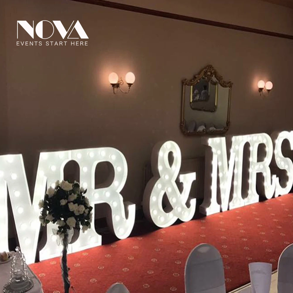 Пользовательские гигантская любовь Led письмо знак свет Mr Mrs 4ft знаковое событие