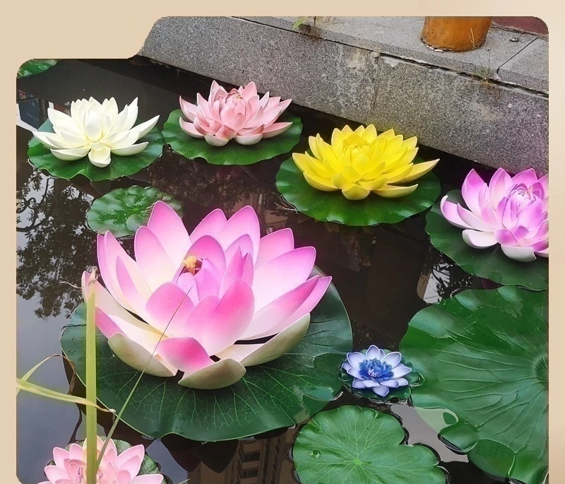 High quality faux floating white pink blue lotus water lily EVA fake floating water artifical foam lotus flowers
