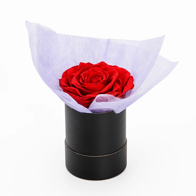 Wholesale Preserved Roses Flower Box Mini Size Single Rose Round Cardboard Box