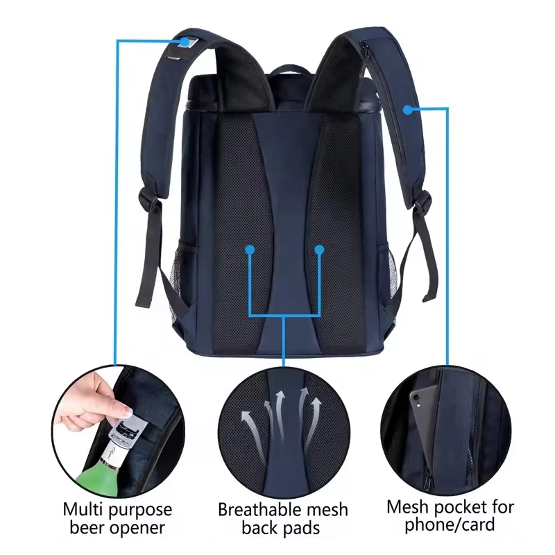 Custom Premium PEVA Golf Wine Beer Large Cooler Bag Outdoor Picnic Beach Camping Hiking Trips Insulated Cooler Backpack