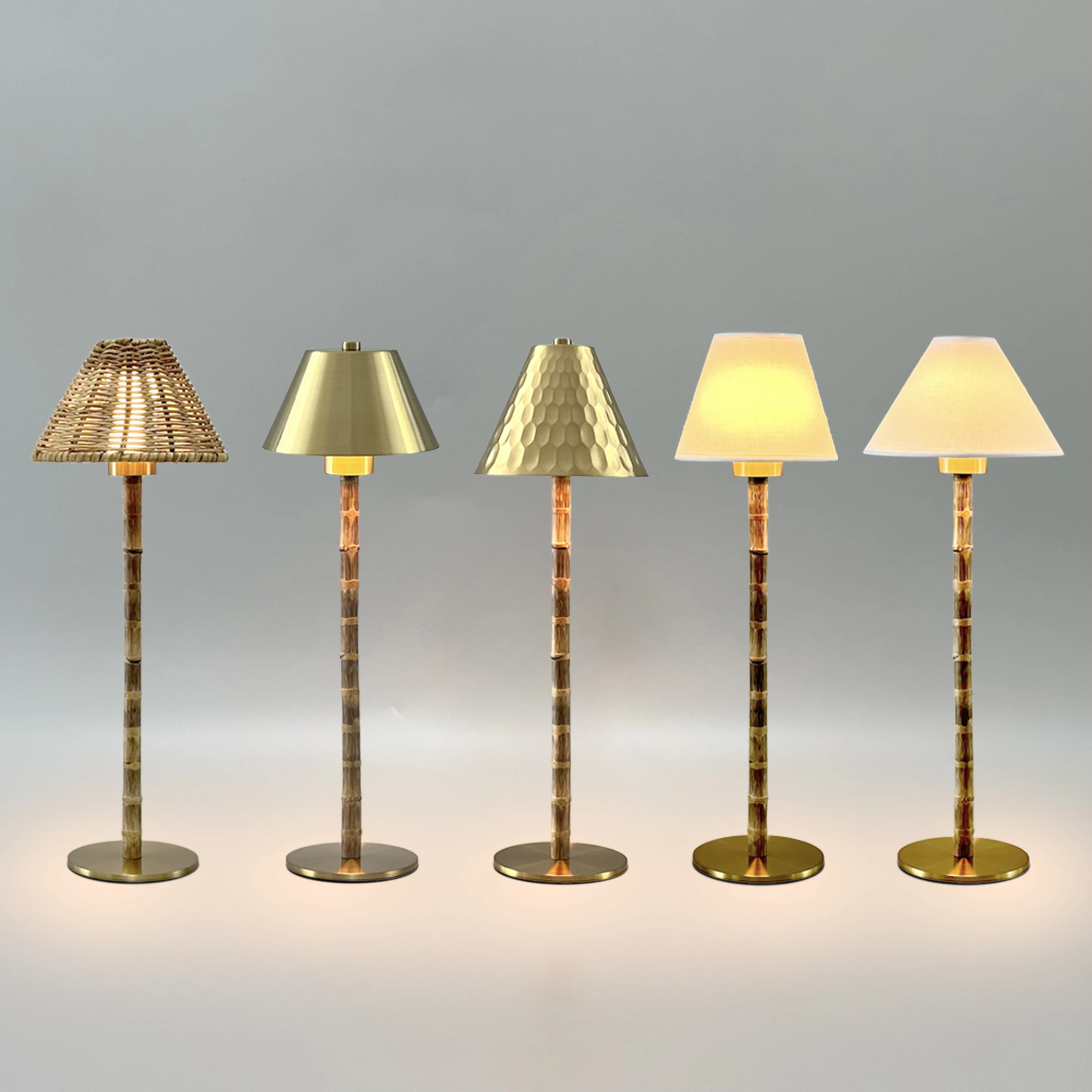 Bamboo lamp base table lamp metal shade wedding light is replaceable light touch wireless usb rechargeable table lamp