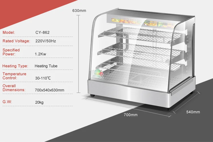 Food Warming Machine/Warmer Showcase/Glass Food Warmer Display Showcase