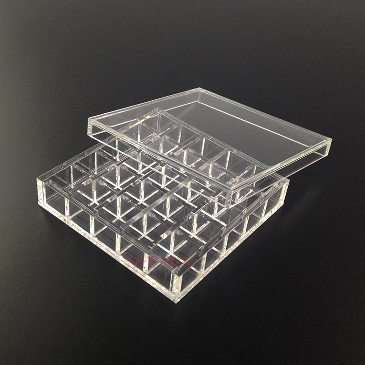 Multi compartments clear acrylic box 25 divisions perspex package case plexiglass box with lid
