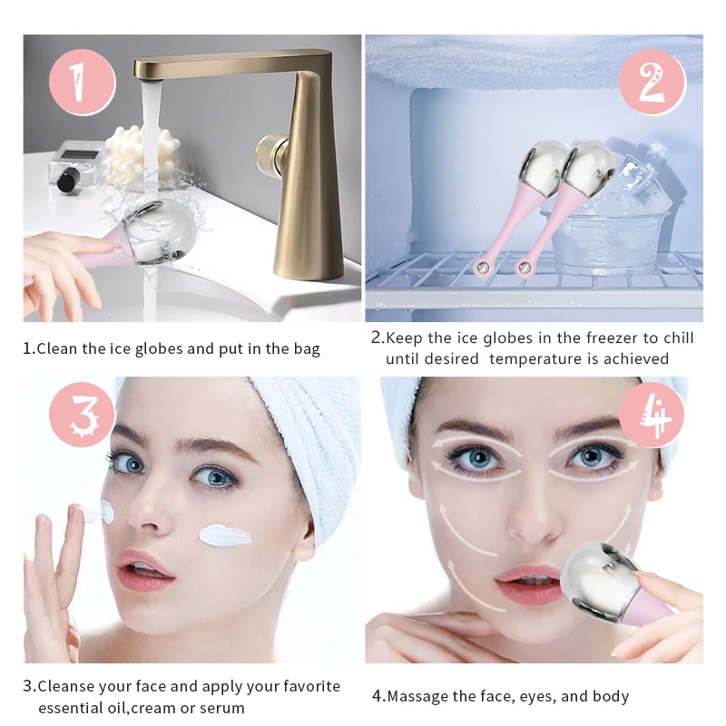 Custom Box Beauty Tool Bowling Ball Shape Cryo Massage Sticks Cooling Face Lifting Ice Globes For Facial Massage