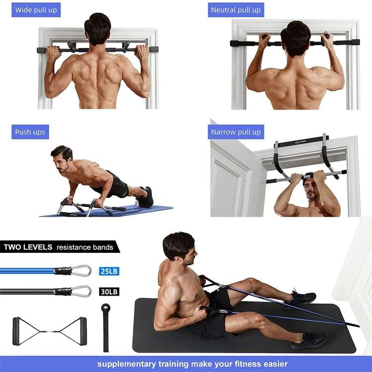 Door Frame Fitness Exercise Upper Body Horizontal Bar Gym Workout Doorway  Pull-Up Bar