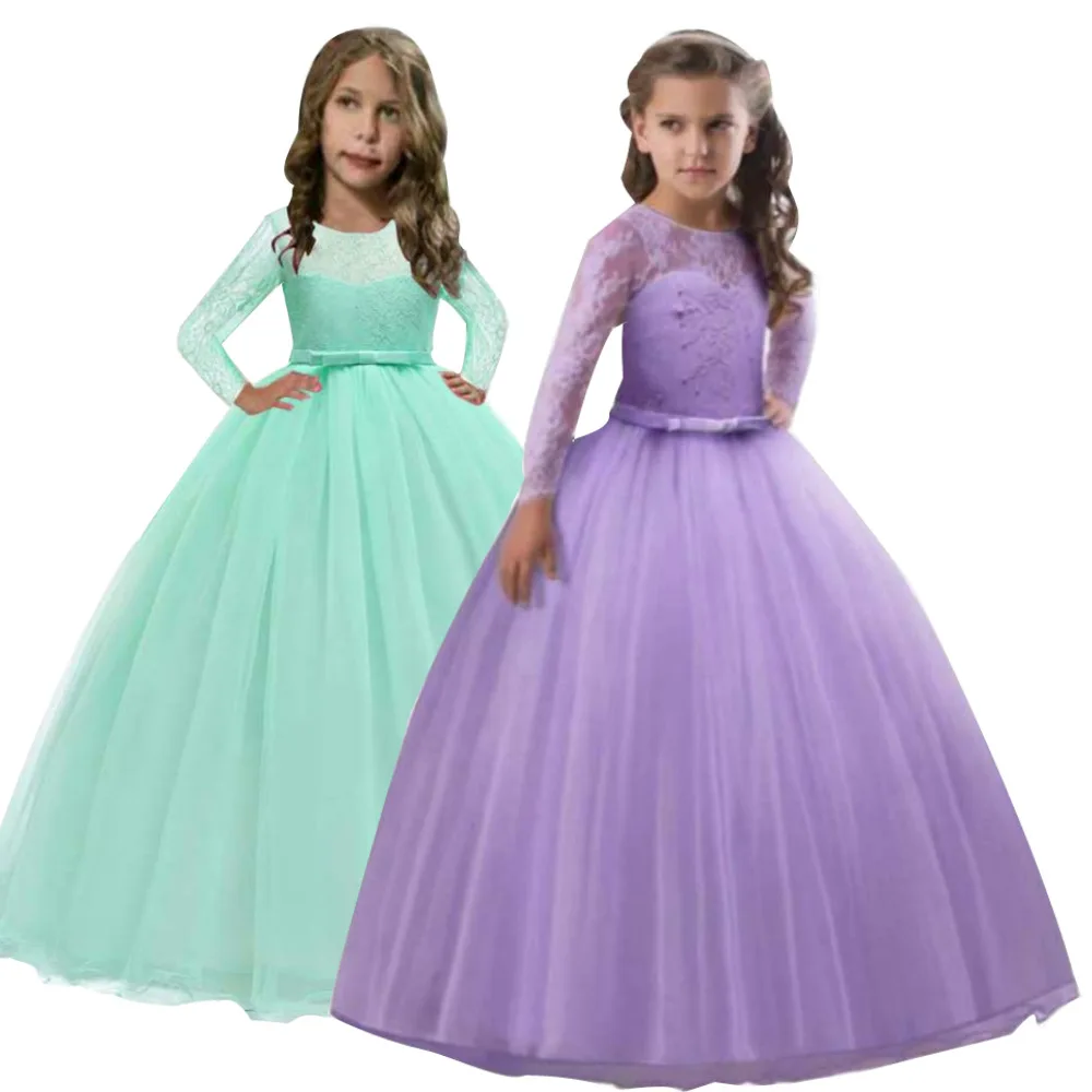 Ball gown Dresses For kids Lace Embroidery tulle Tutu Evening Ball Gown child Frocks Little Girl Maxi dress kids dress party