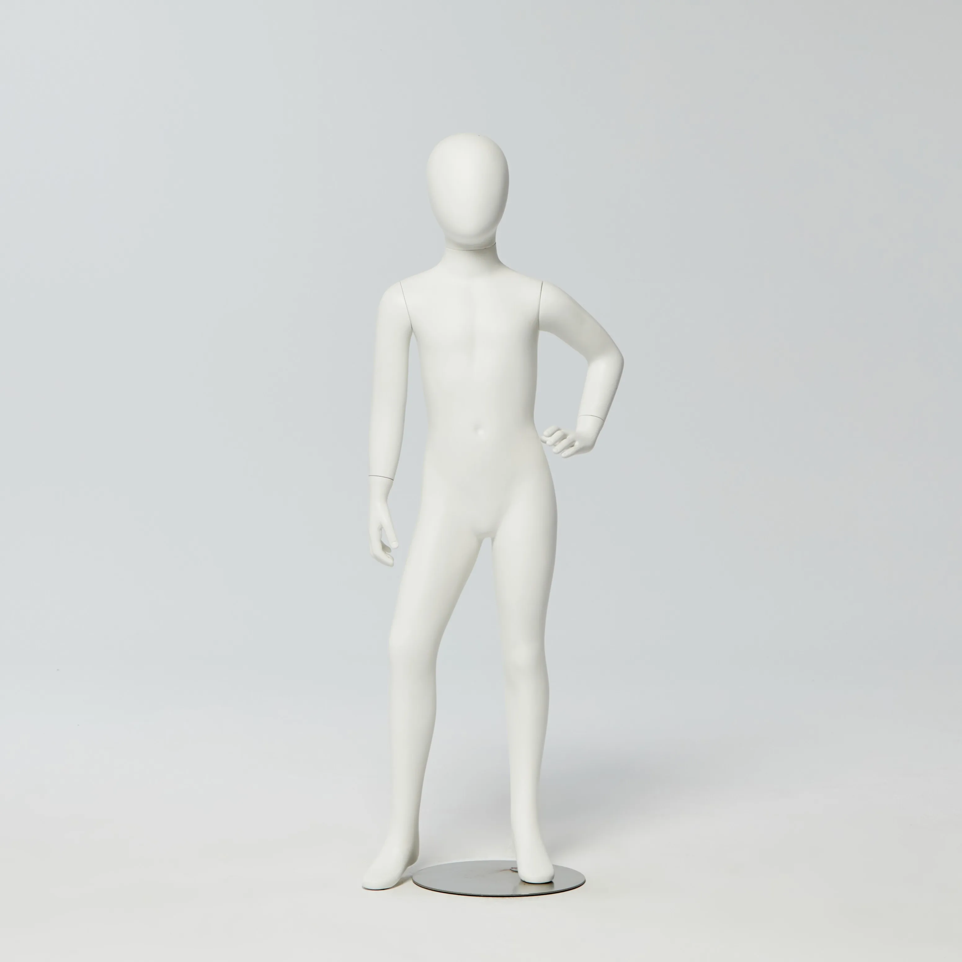 Fashion store Window Display Full Body  Egg face Matte White Kid running Mannequin