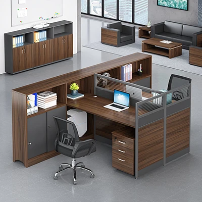 Finance desk staff office desk and chair multi shape combination of simple and modern staff 2 seats 4 seats with cabinets