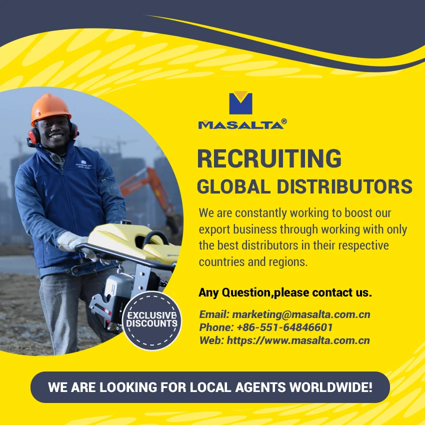 Masalta European Style 60kg Vibratory Plate Compactor Machinery With Honda/robin Engine And Moving Wheel