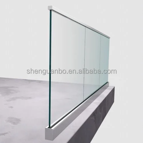 Hot sales balcony baluster frameless profile glass railing u aluminum base railing system pool fence